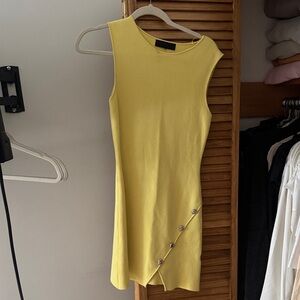 Zara Yellow Mini Dress with Button Accents